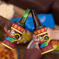 Vanuatu Christmas 4 in 1 Can Cooler Tumbler Joyeux Noel Surfing Santa With Boar Tusk LT14 - Polynesian Pride