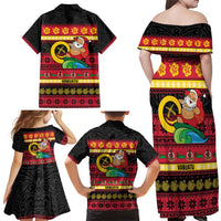 Vanuatu Christmas Family Matching Off Shoulder Maxi Dress and Hawaiian Shirt Joyeux Noel Surfing Santa With Boar Tusk LT14 - Polynesian Pride