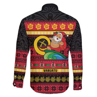 Vanuatu Christmas Family Matching Off Shoulder Maxi Dress and Hawaiian Shirt Joyeux Noel Surfing Santa With Boar Tusk LT14 - Polynesian Pride