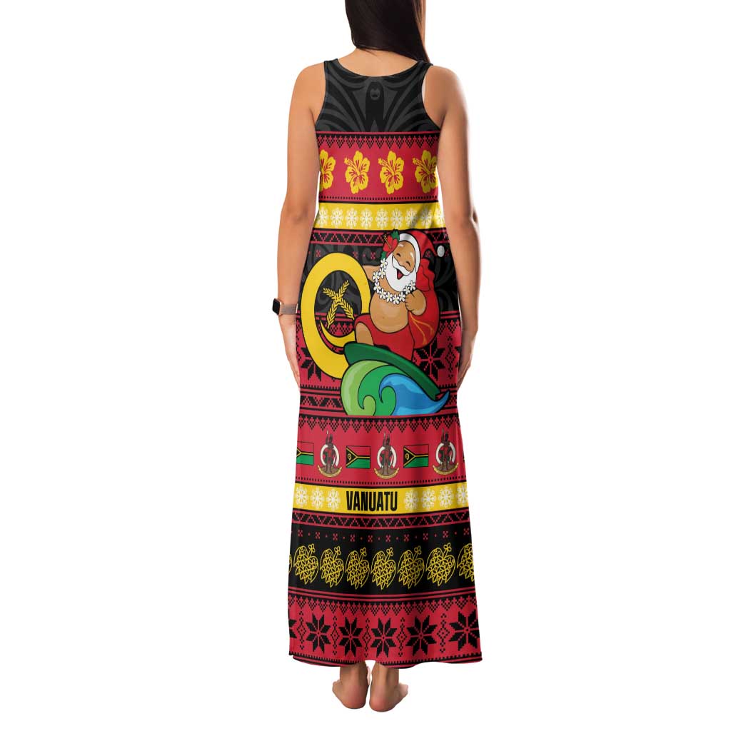 Vanuatu Christmas Family Matching Tank Maxi Dress and Hawaiian Shirt Joyeux Noel Surfing Santa With Boar Tusk LT14 - Polynesian Pride