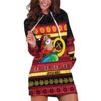 Vanuatu Christmas Hoodie Dress Joyeux Noel Surfing Santa With Boar Tusk LT14 Red - Polynesian Pride