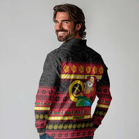 Vanuatu Christmas Long Sleeve Polo Shirt Joyeux Noel Surfing Santa With Boar Tusk LT14 - Polynesian Pride