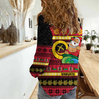 Vanuatu Christmas Women Casual Shirt Joyeux Noel Surfing Santa With Boar Tusk LT14 - Polynesian Pride