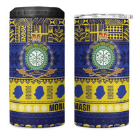 Niue Christmas 4 in 1 Can Cooler Tumbler Monuina e Kilisimasi Hiapo Motifs LT14 One Size: 16 oz Blue - Polynesian Pride