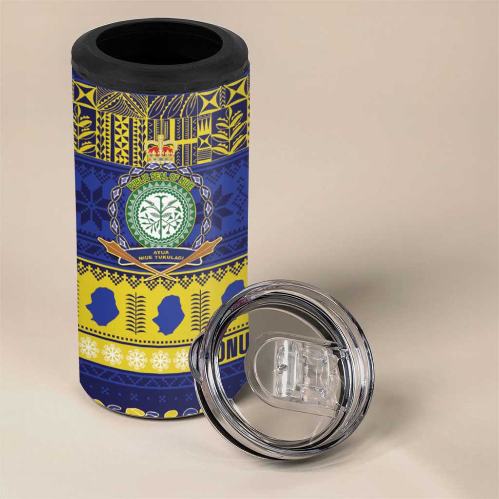 Niue Christmas 4 in 1 Can Cooler Tumbler Monuina e Kilisimasi Hiapo Motifs LT14 - Polynesian Pride