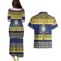 Niue Christmas Couples Matching Puletasi and Hawaiian Shirt Monuina e Kilisimasi Hiapo Motifs LT14 - Polynesian Pride