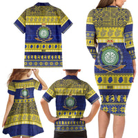 Niue Christmas Family Matching Long Sleeve Bodycon Dress and Hawaiian Shirt Monuina e Kilisimasi Hiapo Motifs LT14 - Polynesian Pride