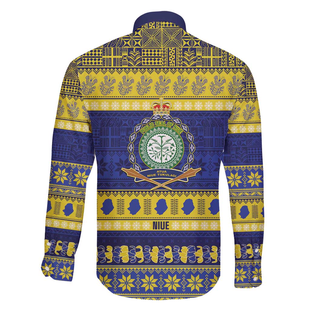 Niue Christmas Family Matching Long Sleeve Bodycon Dress and Hawaiian Shirt Monuina e Kilisimasi Hiapo Motifs LT14 - Polynesian Pride