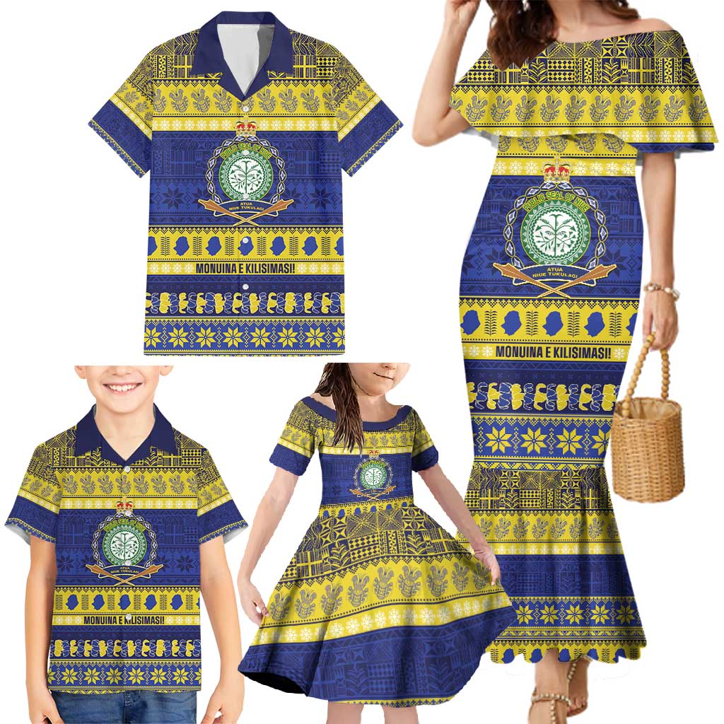 Niue Christmas Family Matching Mermaid Dress and Hawaiian Shirt Monuina e Kilisimasi Hiapo Motifs LT14 - Polynesian Pride