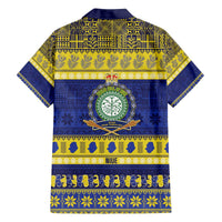 Niue Christmas Family Matching Off The Shoulder Long Sleeve Dress and Hawaiian Shirt Monuina e Kilisimasi Hiapo Motifs LT14 - Polynesian Pride