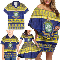 Niue Christmas Family Matching Off Shoulder Short Dress and Hawaiian Shirt Monuina e Kilisimasi Hiapo Motifs LT14 - Polynesian Pride