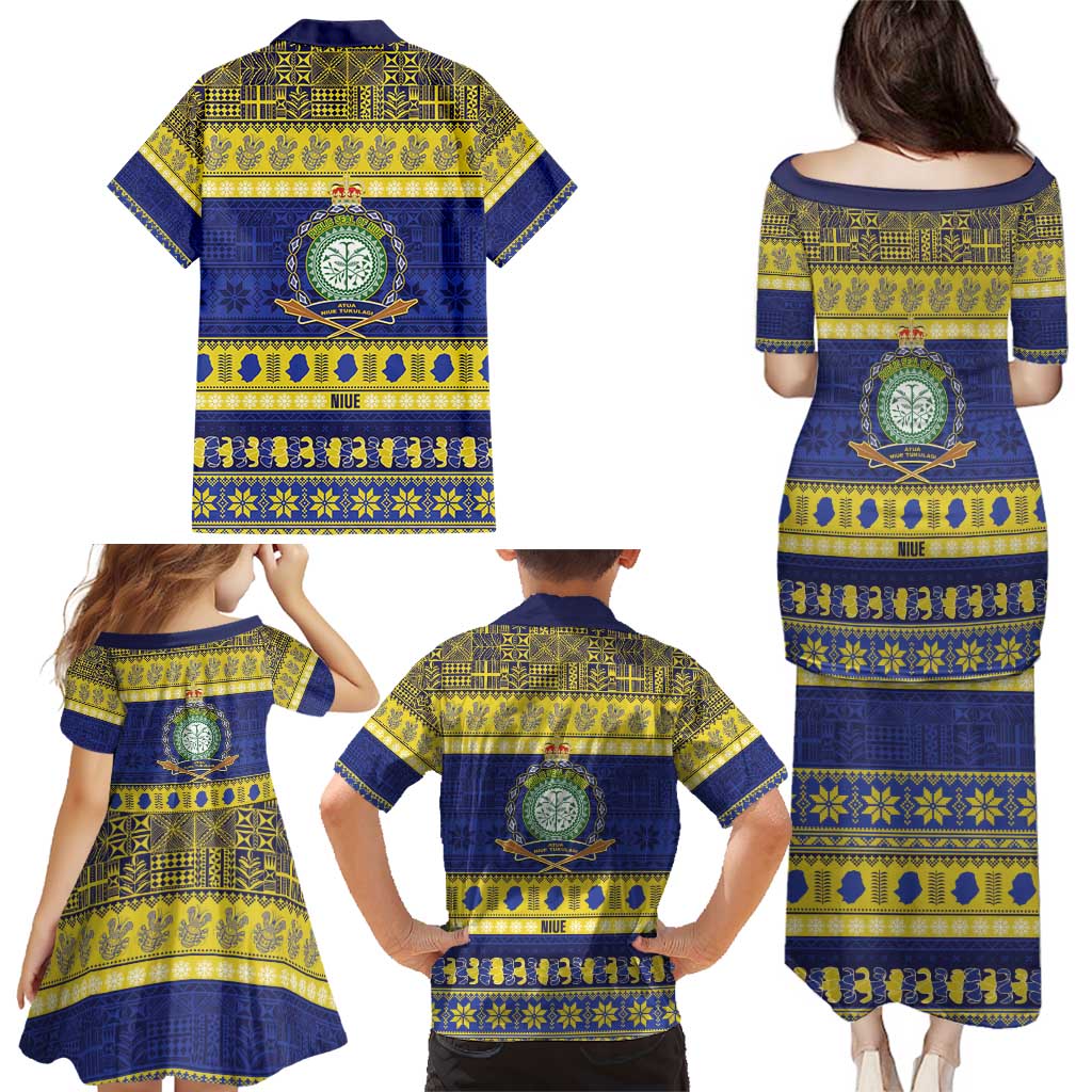Niue Christmas Family Matching Puletasi and Hawaiian Shirt Monuina e Kilisimasi Hiapo Motifs LT14 - Polynesian Pride