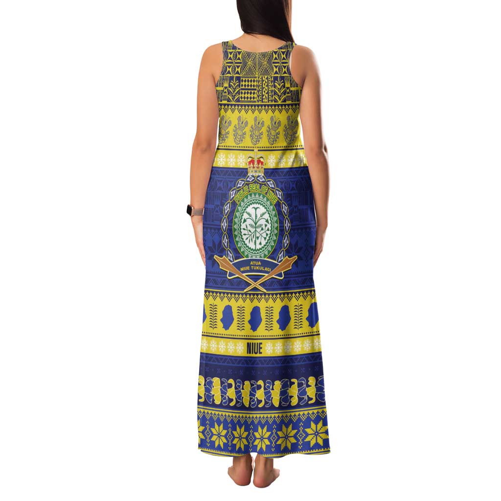 Niue Christmas Family Matching Tank Maxi Dress and Hawaiian Shirt Monuina e Kilisimasi Hiapo Motifs LT14 - Polynesian Pride