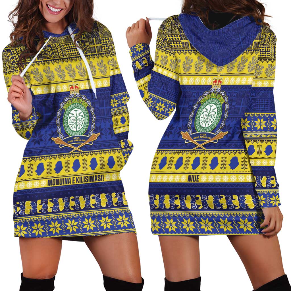 Niue Christmas Hoodie Dress Monuina e Kilisimasi Hiapo Motifs LT14 - Polynesian Pride