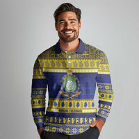 Niue Christmas Long Sleeve Polo Shirt Monuina e Kilisimasi Hiapo Motifs LT14 - Polynesian Pride