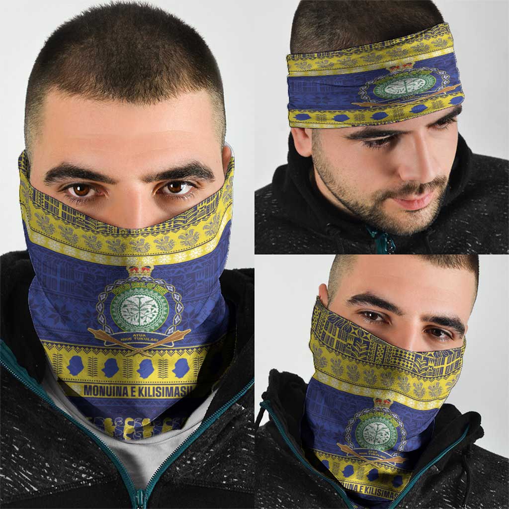 Niue Christmas Neck Gaiter Monuina e Kilisimasi Hiapo Motifs - Polynesian Pride