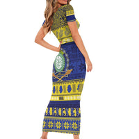 Niue Christmas Short Sleeve Bodycon Dress Monuina e Kilisimasi Hiapo Motifs LT14 - Polynesian Pride