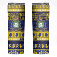 Niue Christmas Skinny Tumbler Monuina e Kilisimasi Hiapo Motifs LT14 Blue - Polynesian Pride