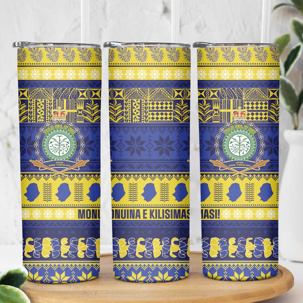 Niue Christmas Skinny Tumbler Monuina e Kilisimasi Hiapo Motifs LT14 - Polynesian Pride