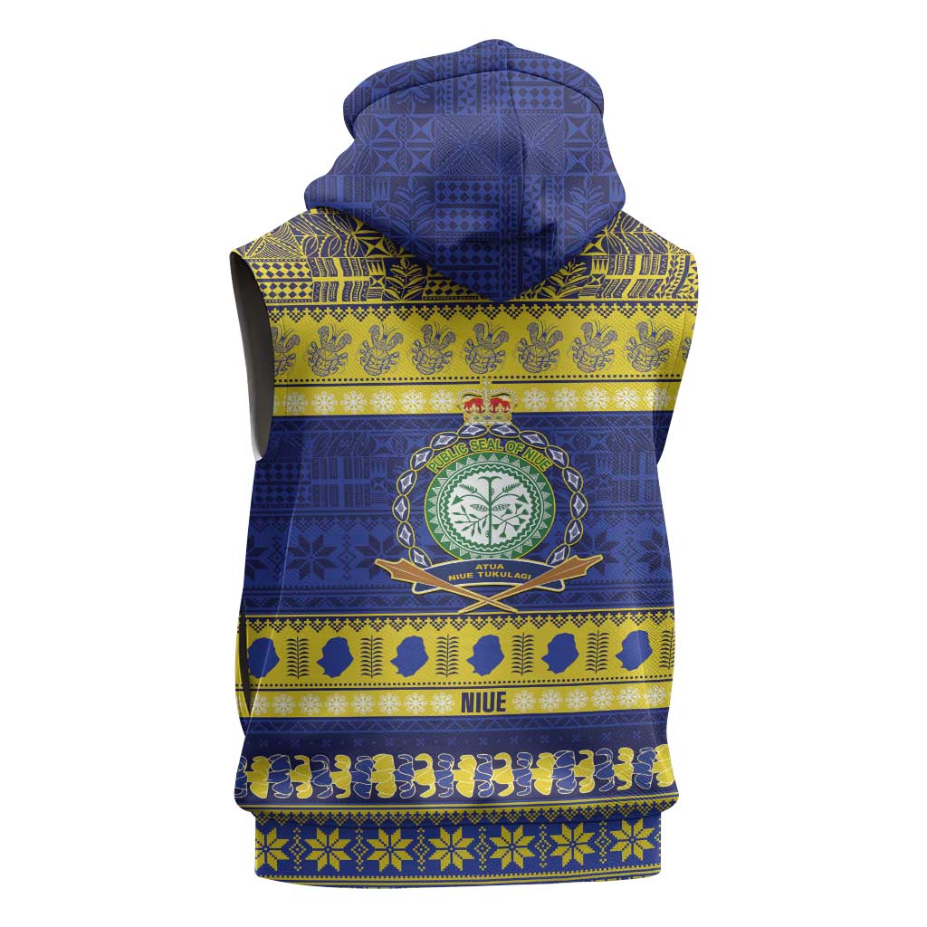 Niue Christmas Sleeveless Zip Hoodie Monuina e Kilisimasi Hiapo Motifs LT14 - Polynesian Pride