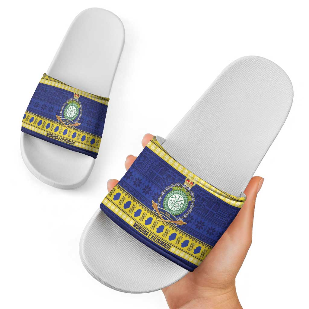Niue Christmas Slide Sandals Monuina e Kilisimasi Hiapo Motifs - Polynesian Pride