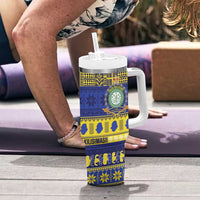 Niue Christmas Tumbler With Handle Monuina e Kilisimasi Hiapo Motifs - Polynesian Pride