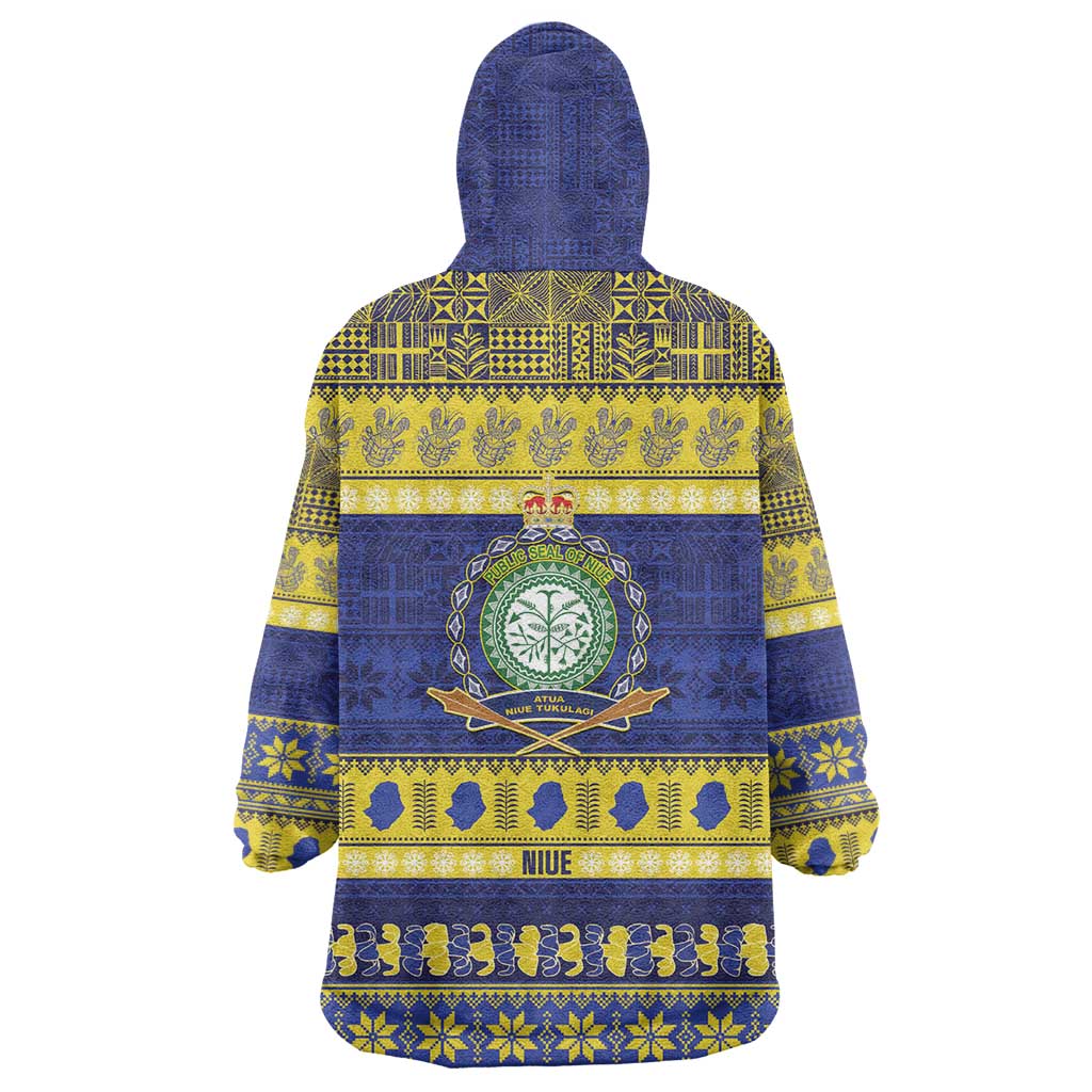 Niue Christmas Wearable Blanket Hoodie Monuina e Kilisimasi Hiapo Motifs LT14 - Polynesian Pride