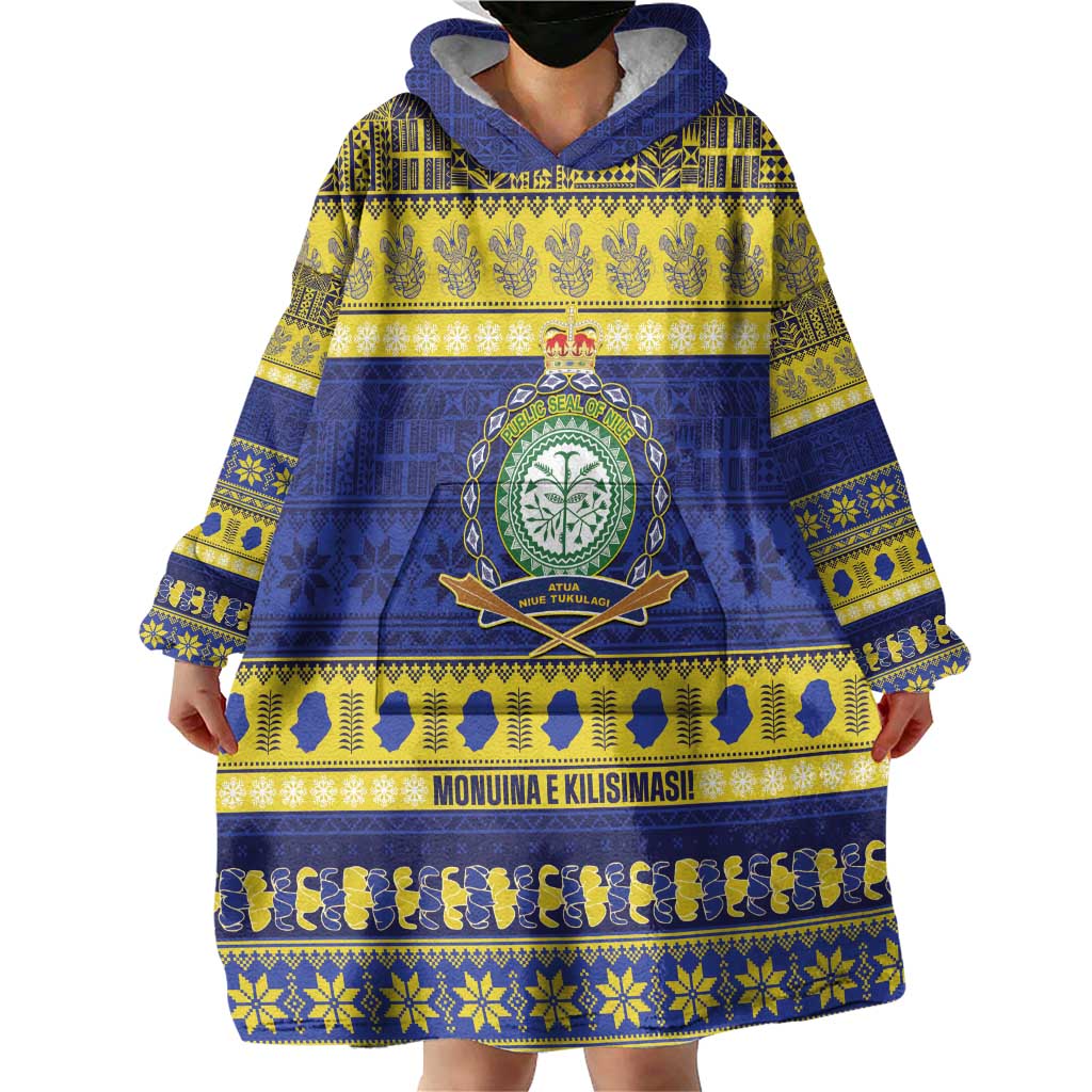 Niue Christmas Wearable Blanket Hoodie Monuina e Kilisimasi Hiapo Motifs LT14 - Polynesian Pride