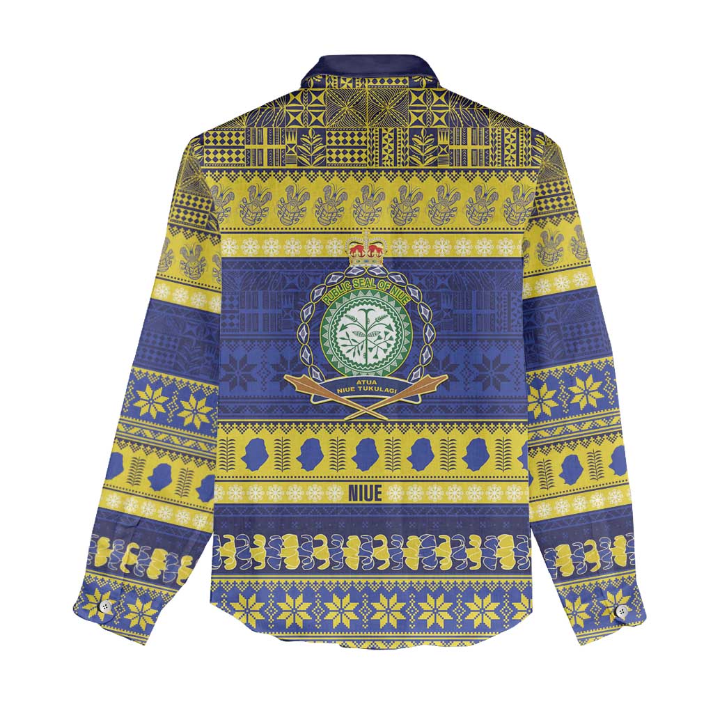 Niue Christmas Women Casual Shirt Monuina e Kilisimasi Hiapo Motifs LT14 - Polynesian Pride
