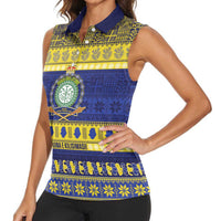 Niue Christmas Women Sleeveless Polo Shirt Monuina e Kilisimasi Hiapo Motifs LT14 - Polynesian Pride
