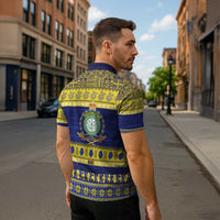 Niue Christmas Zipper Polo Shirt Monuina e Kilisimasi Hiapo Motifs LT14 - Polynesian Pride