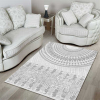 Niue White Sunday Area Rug Tapu Fanau Ia Puakenikeni Hiapo Pattern - Polynesian Pride