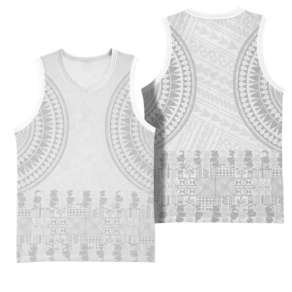 Niue White Sunday Basketball Jersey Tapu Fanau Ia Puakenikeni Hiapo Pattern LT14 - Polynesian Pride