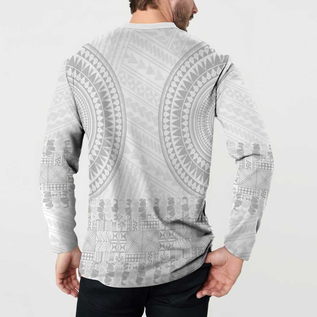 Niue White Sunday Button Sweatshirt Tapu Fanau Ia Puakenikeni Hiapo Pattern - Polynesian Pride