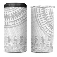 Niue White Sunday 4 in 1 Can Cooler Tumbler Tapu Fanau Ia Puakenikeni Hiapo Pattern LT14 One Size: 16 oz White - Polynesian Pride
