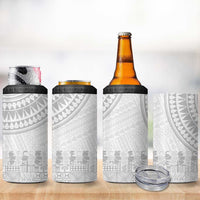 Niue White Sunday 4 in 1 Can Cooler Tumbler Tapu Fanau Ia Puakenikeni Hiapo Pattern LT14 - Polynesian Pride