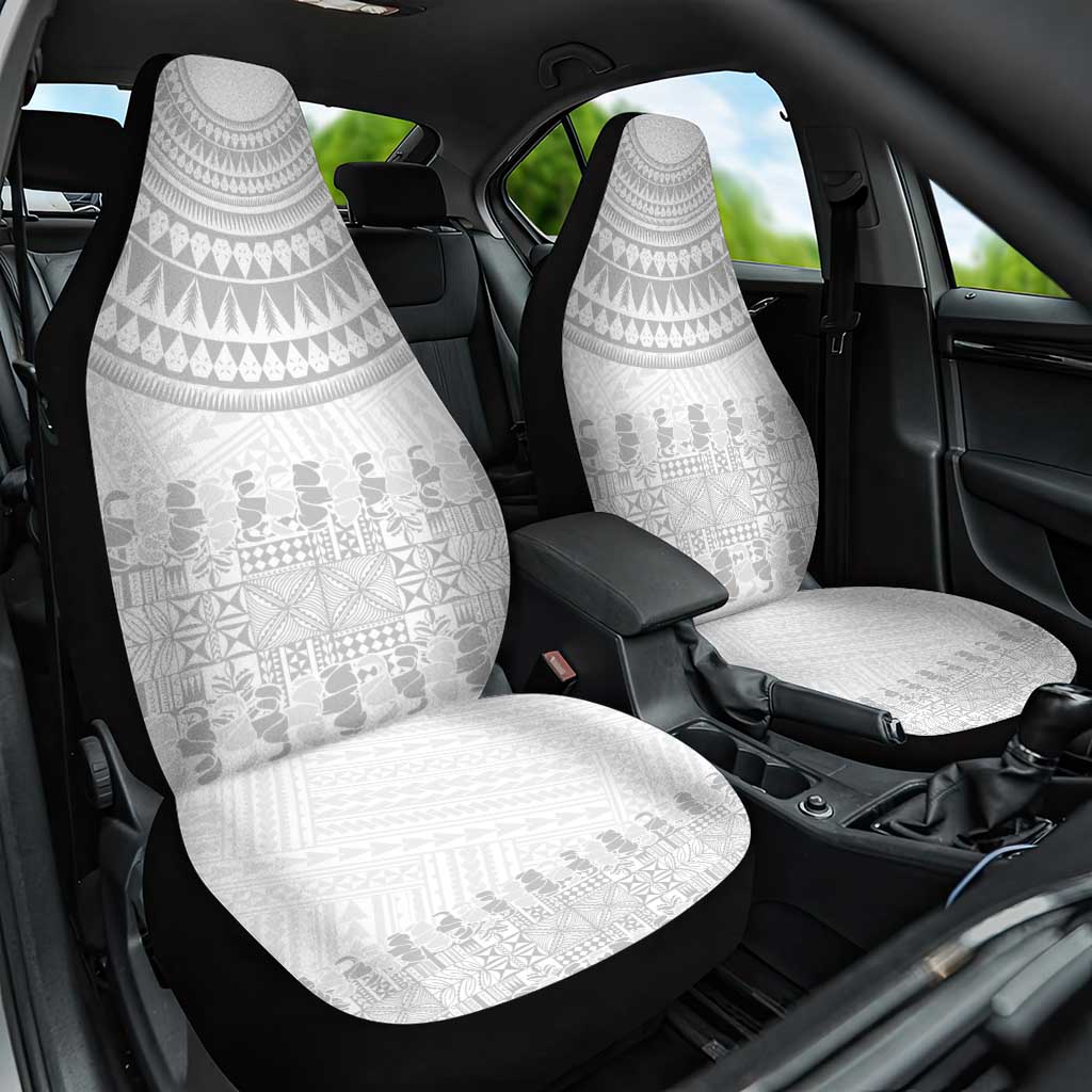 Niue White Sunday Car Seat Cover Tapu Fanau Ia Puakenikeni Hiapo Pattern LT14 One Size White - Polynesian Pride