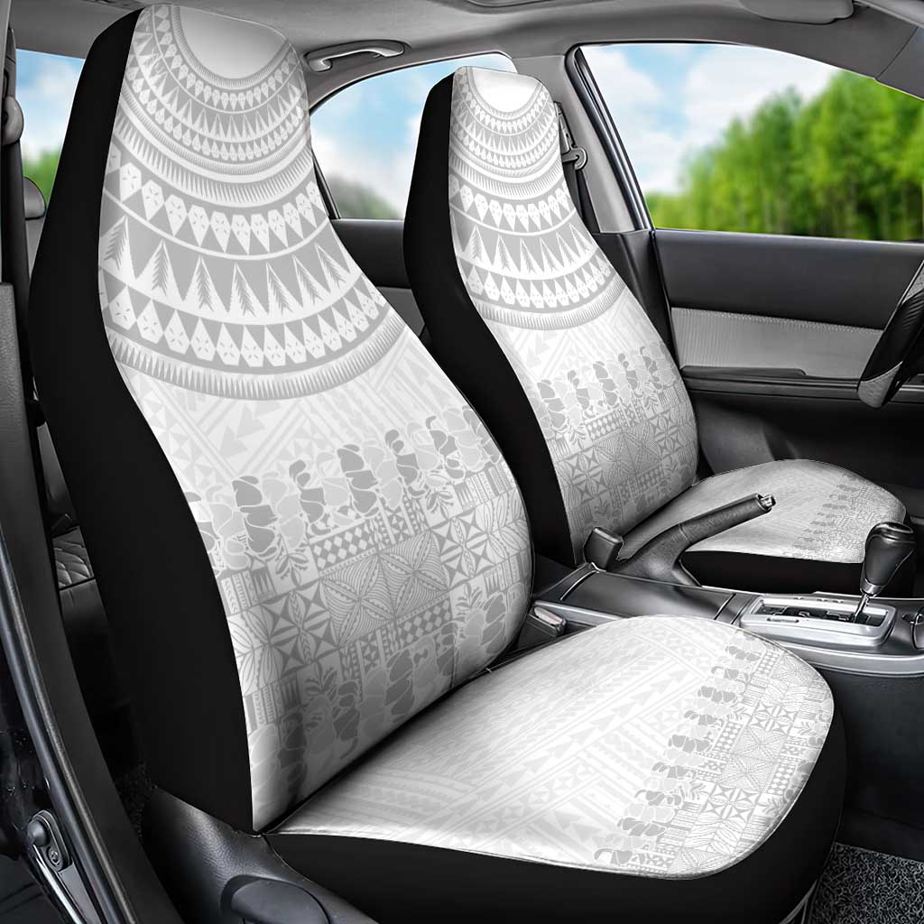Niue White Sunday Car Seat Cover Tapu Fanau Ia Puakenikeni Hiapo Pattern LT14 - Polynesian Pride