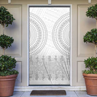 Niue White Sunday Door Cover Tapu Fanau Ia Puakenikeni Hiapo Pattern LT14 White - Polynesian Pride