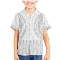 Niue White Sunday Family Matching Mermaid Dress and Hawaiian Shirt Tapu Fanau Ia Puakenikeni Hiapo Pattern LT14 Son's Shirt White - Polynesian Pride