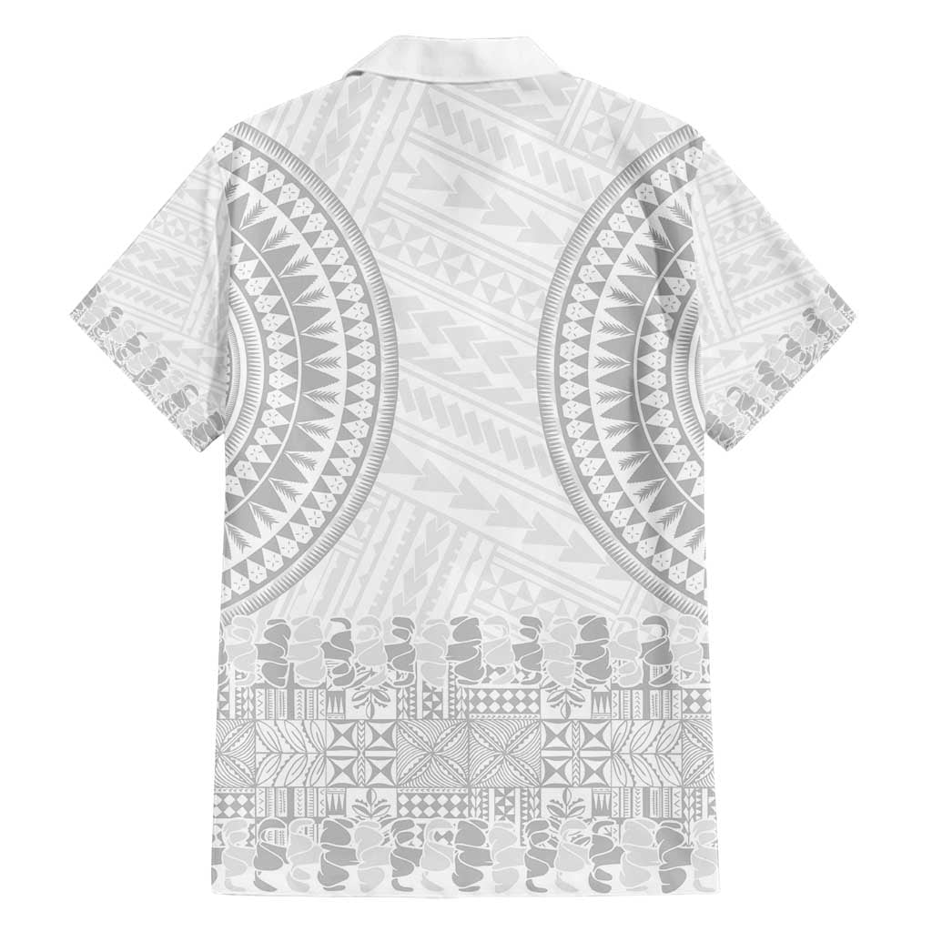 Niue White Sunday Family Matching Off Shoulder Maxi Dress and Hawaiian Shirt Tapu Fanau Ia Puakenikeni Hiapo Pattern LT14 - Polynesian Pride
