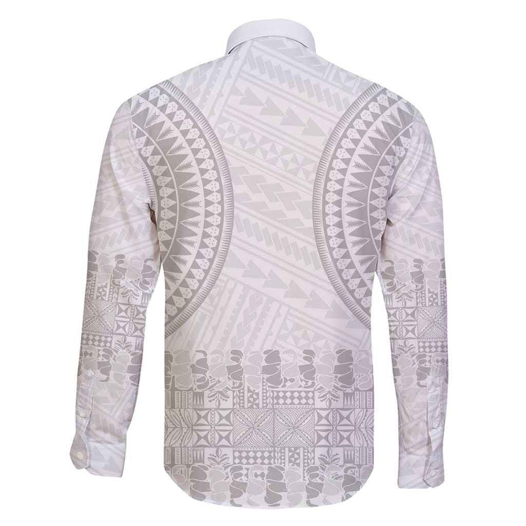 Niue White Sunday Family Matching Tank Maxi Dress and Hawaiian Shirt Tapu Fanau Ia Puakenikeni Hiapo Pattern LT14 - Polynesian Pride