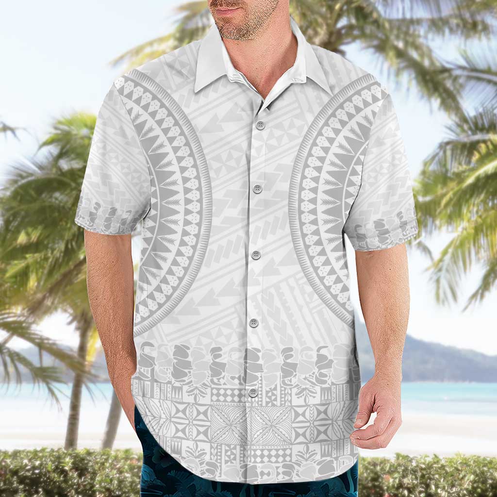 Niue White Sunday Hawaiian Shirt Tapu Fanau Ia Puakenikeni Hiapo Pattern LT14 - Polynesian Pride