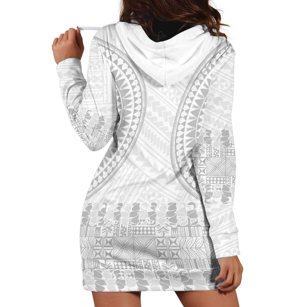 Niue White Sunday Hoodie Dress Tapu Fanau Ia Puakenikeni Hiapo Pattern LT14 - Polynesian Pride
