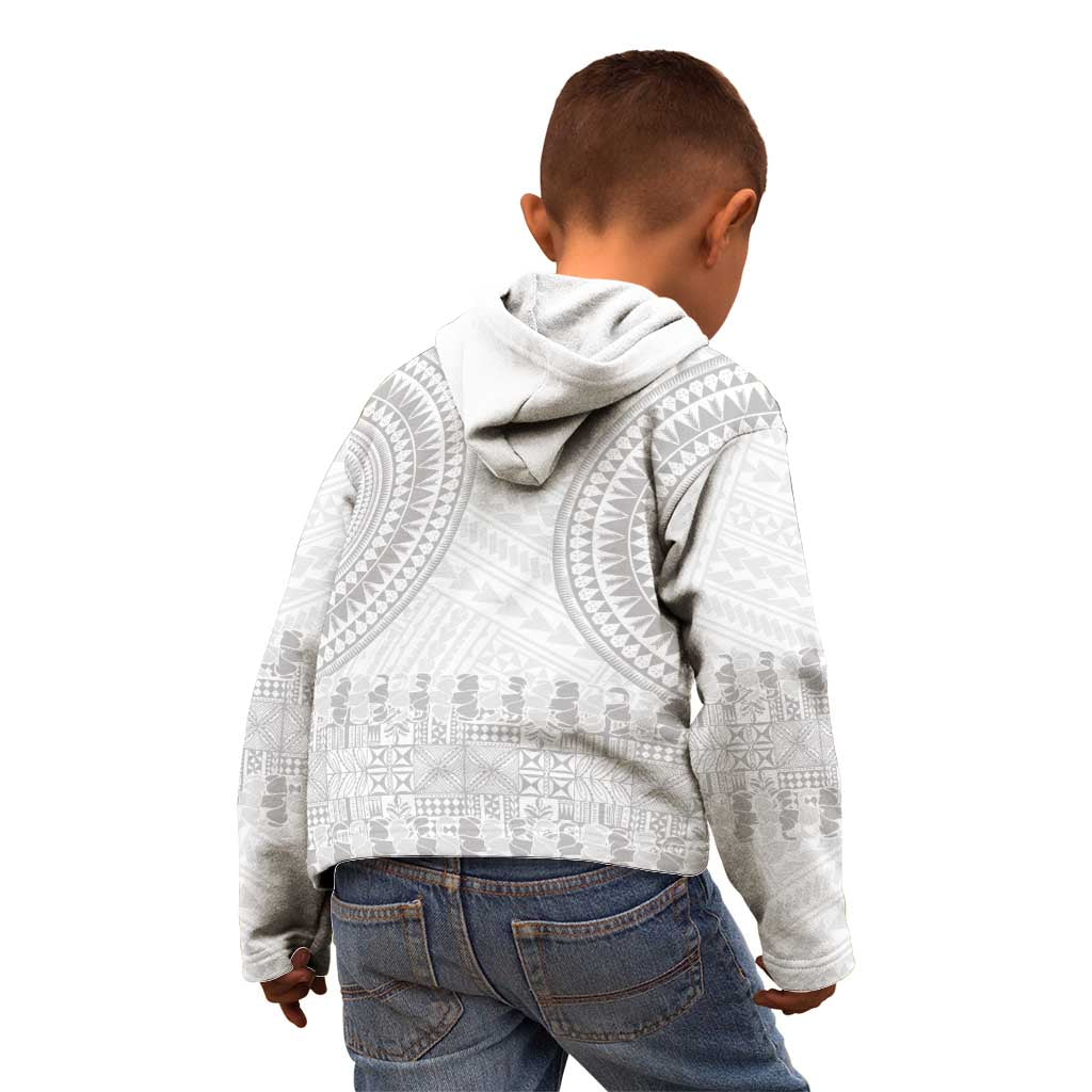 Niue White Sunday Kid Hoodie Tapu Fanau Ia Puakenikeni Hiapo Pattern LT14 - Polynesian Pride