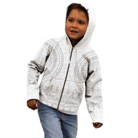 Niue White Sunday Kid Hoodie Tapu Fanau Ia Puakenikeni Hiapo Pattern LT14 - Polynesian Pride