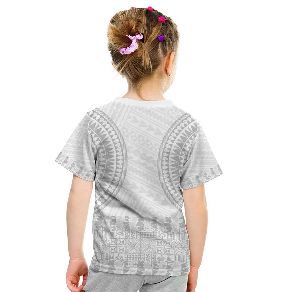 Niue White Sunday Kid T Shirt Tapu Fanau Ia Puakenikeni Hiapo Pattern LT14 - Polynesian Pride