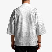 Niue White Sunday Kimono Tapu Fanau Ia Puakenikeni Hiapo Pattern - Polynesian Pride