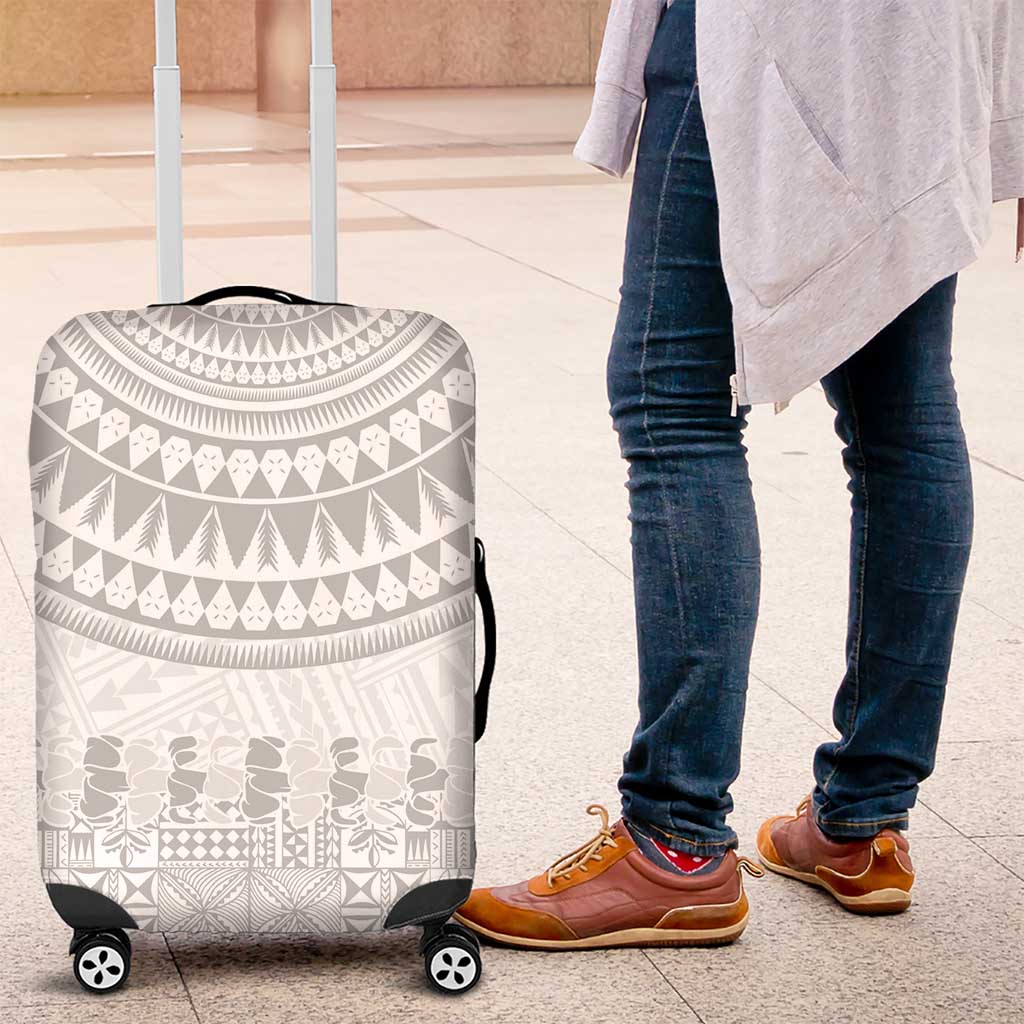 Niue White Sunday Luggage Cover Tapu Fanau Ia Puakenikeni Hiapo Pattern LT14 White - Polynesian Pride