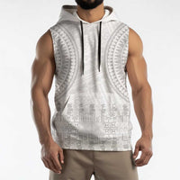 Niue White Sunday Sleeveless Hoodie Tapu Fanau Ia Puakenikeni Hiapo Pattern LT14 - Polynesian Pride